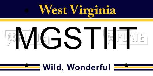 MGSTIIT West Virginia License Plate