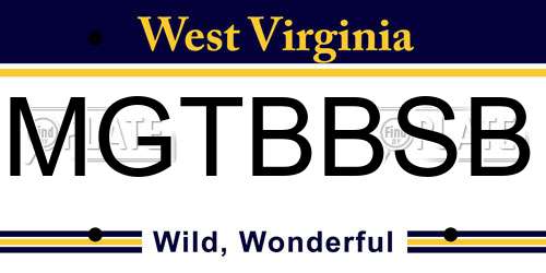 MGTBBSB West Virginia License Plate