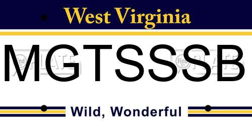 MGTSSSB West Virginia License Plate