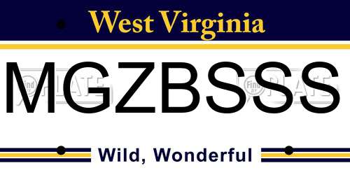 MGZBSSS West Virginia License Plate