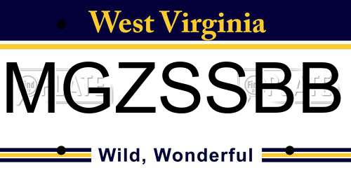 MGZSSBB West Virginia License Plate