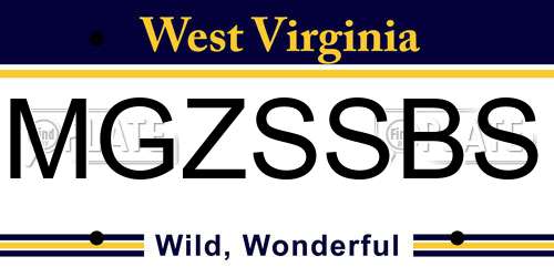 MGZSSBS West Virginia License Plate