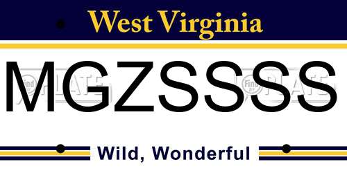 MGZSSSS West Virginia License Plate