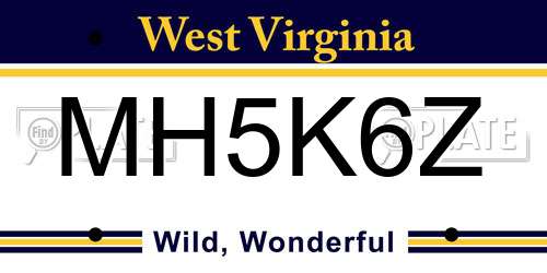 MH5K6Z West Virginia License Plate