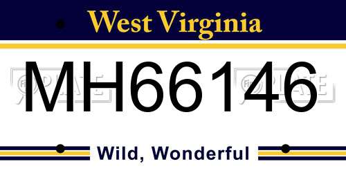 MH66146 West Virginia License Plate