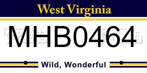 MHB0464 West Virginia License Plate