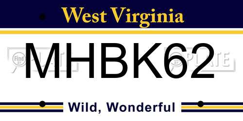MHBK62 West Virginia License Plate