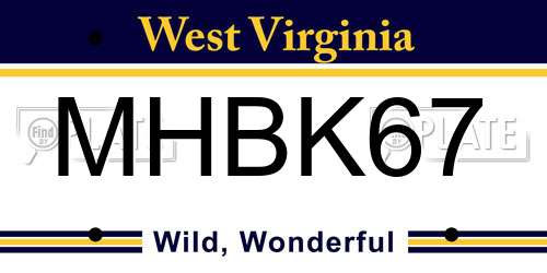 MHBK67 West Virginia License Plate