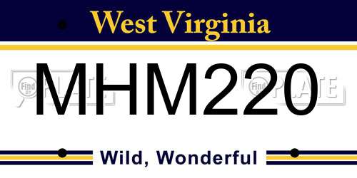 MHM220 West Virginia License Plate
