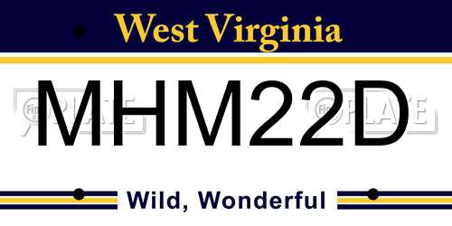 MHM22D West Virginia License Plate