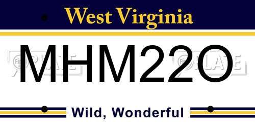 MHM22O West Virginia License Plate