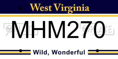 MHM270 West Virginia License Plate