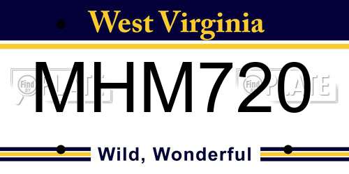 MHM720 West Virginia License Plate