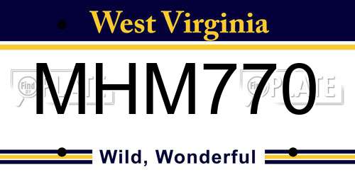 MHM770 West Virginia License Plate