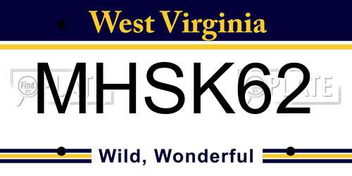 MHSK62 West Virginia License Plate