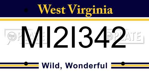 MI2I342 West Virginia License Plate