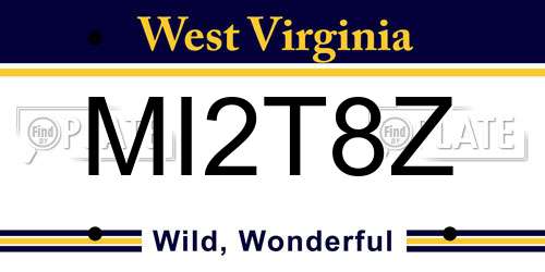MI2T8Z West Virginia License Plate