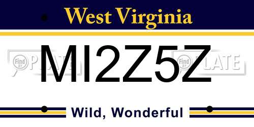MI2Z5Z West Virginia License Plate