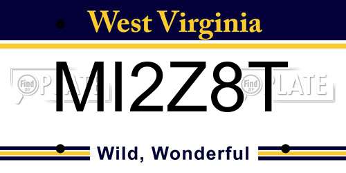 MI2Z8T West Virginia License Plate