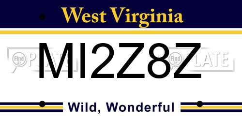 MI2Z8Z West Virginia License Plate