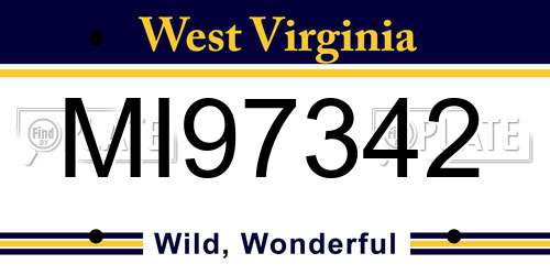 MI97342 West Virginia License Plate