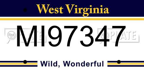 MI97347 West Virginia License Plate
