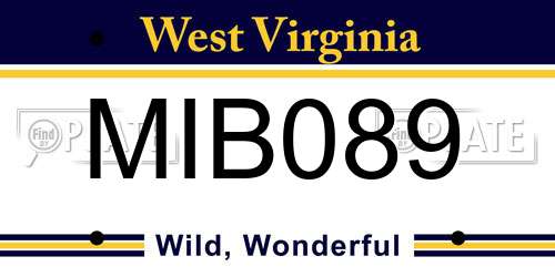 MIB089 West Virginia License Plate