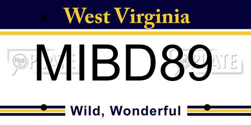 MIBD89 West Virginia License Plate