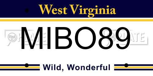 MIBO89 West Virginia License Plate