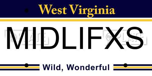 MIDLIFXS West Virginia License Plate