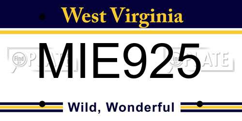 MIE925 West Virginia License Plate