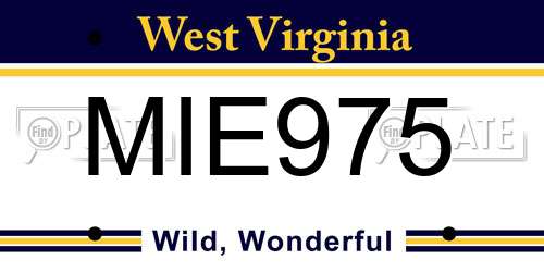 MIE975 West Virginia License Plate