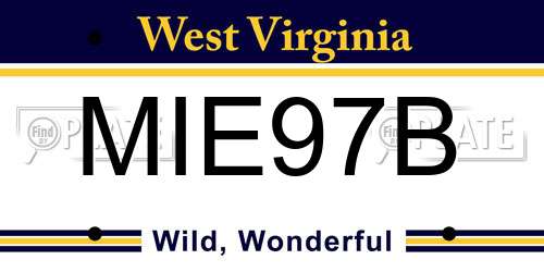 MIE97B West Virginia License Plate