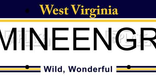 MINEENGR West Virginia License Plate