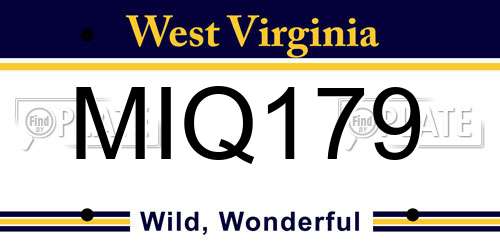 MIQ179 West Virginia License Plate