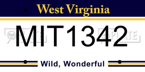MIT1342 West Virginia License Plate