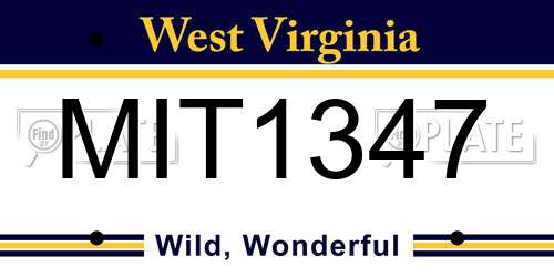 MIT1347 West Virginia License Plate