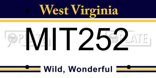 MIT252 West Virginia License Plate