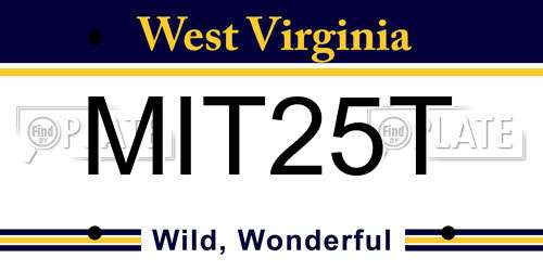 MIT25T West Virginia License Plate