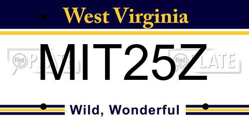 MIT25Z West Virginia License Plate