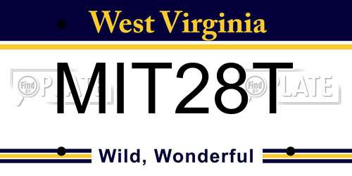MIT28T West Virginia License Plate