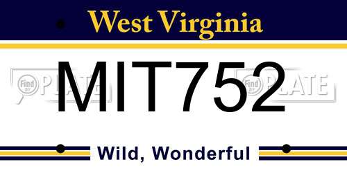 MIT752 West Virginia License Plate