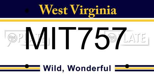 MIT757 West Virginia License Plate
