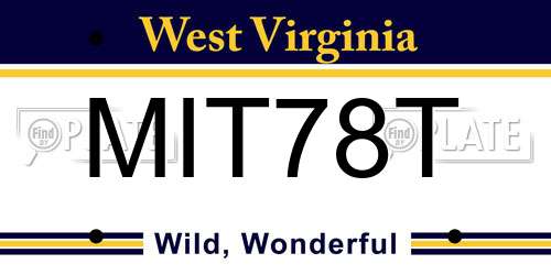 MIT78T West Virginia License Plate