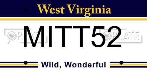 MITT52 West Virginia License Plate