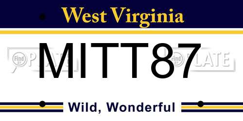 MITT87 West Virginia License Plate