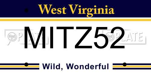 MITZ52 West Virginia License Plate