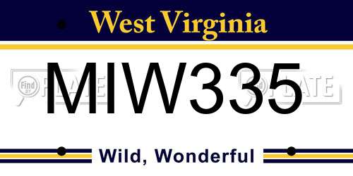 MIW335 West Virginia License Plate