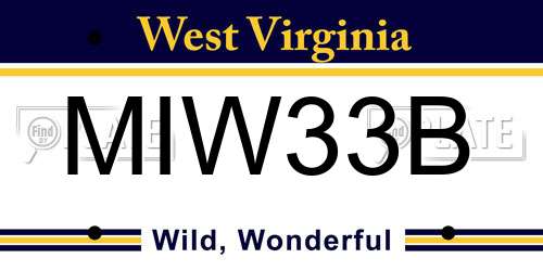 MIW33B West Virginia License Plate