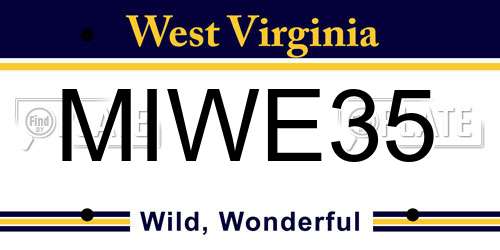 MIWE35 West Virginia License Plate